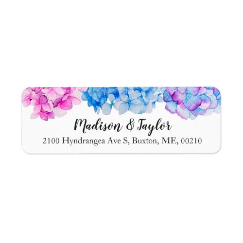 Elegant Watercolor Floral Hydrangea Return Address Label