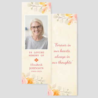 Elegant Watercolor Floral In Loving Memory Photo  Bookmarks