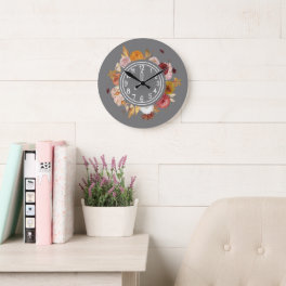 Elegant Watercolor Floral Large Clock