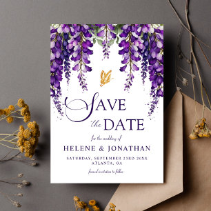 Elegant Watercolor Floral Lavender Garden Wedding Save The Date