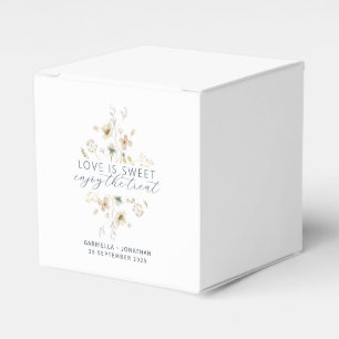 Elegant Watercolor Floral Love Is Sweet Wedding Favor Boxes