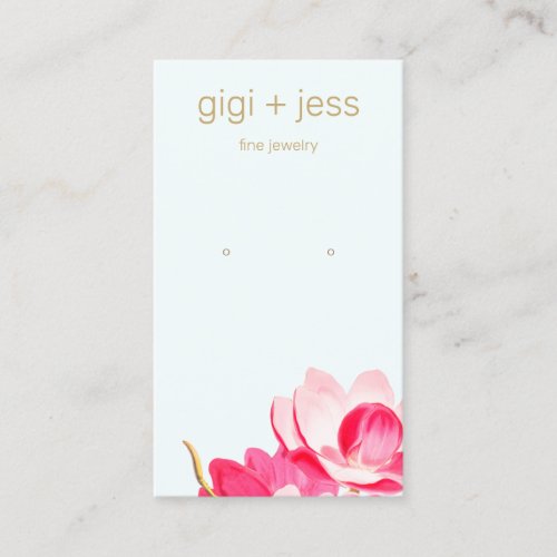 Elegant Watercolor Floral Magnolia Earring Display Business Card