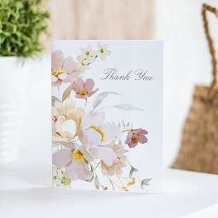 Elegant Watercolor Floral Memorial Folded Thank You Card