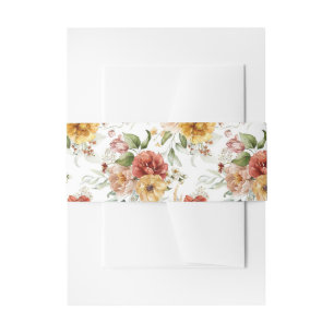 Elegant Watercolor Floral Modern  Invitation Belly Band