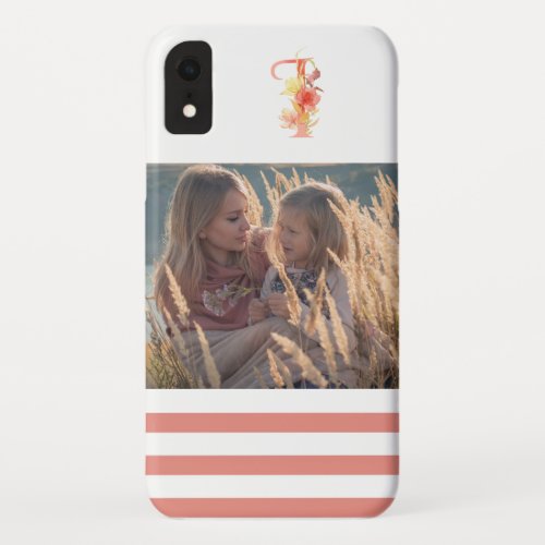 Elegant Watercolor Floral Monogram I Photo iPhone XR Case