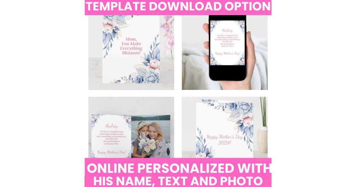 Elegant Watercolor Floral Mother's Day Keepsake Card | Zazzle