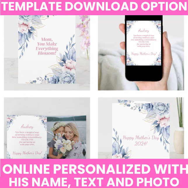 Elegant Watercolor Floral Mother's Day Keepsake Card | Zazzle
