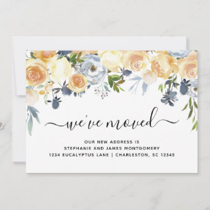 Elegant Watercolor Floral Moving Announcement Card