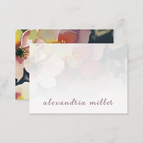 Elegant Watercolor Floral Note Card with Name