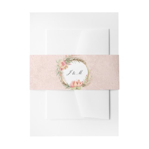 Elegant Watercolor Floral Pampas Grass Blush Pink  Invitation Belly Band