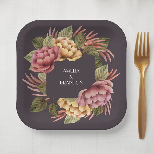 Elegant Watercolor Floral  Paper Plates