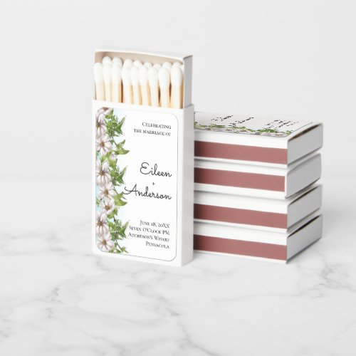 Elegant Watercolor Floral Pastel Wedding Invite Matchboxes