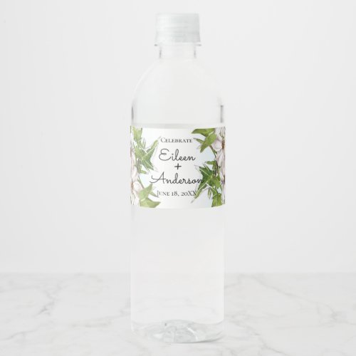 Elegant Watercolor Floral Pastel Wedding Water Bottle Label