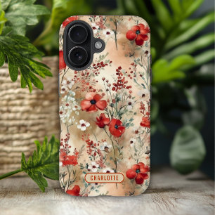 Elegant Watercolor Floral Pattern Personalized iPhone 16 Case