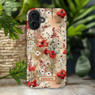 Elegant Watercolor Floral Pattern Personalized iPhone 16 Plus Case