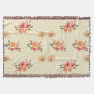 Elegant Watercolor Floral Pattern Sherpa Blanket