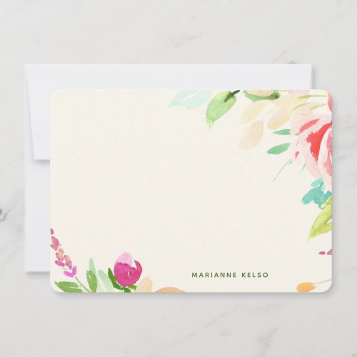 Elegant Watercolor Floral Personalized Colorful Note Card