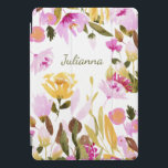 Elegant Watercolor Floral Personalized Name Boho<br><div class="desc">Elegant Yellow Pink Watercolor Floral Personalized Case</div>