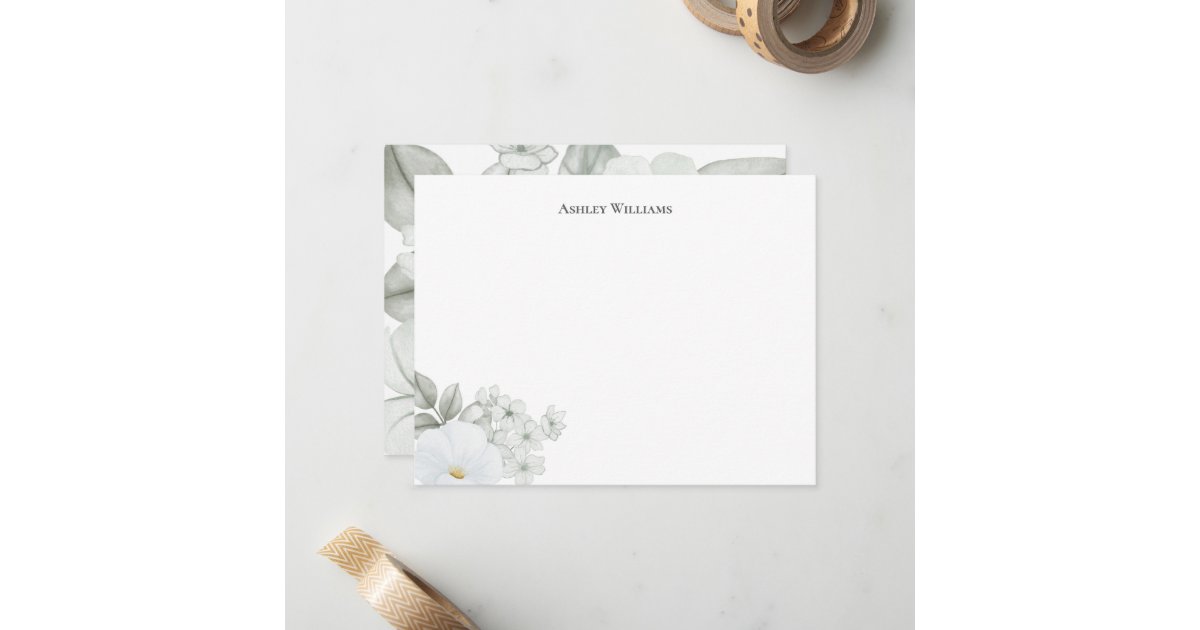 Elegant Watercolor Floral Personalized Note Card | Zazzle