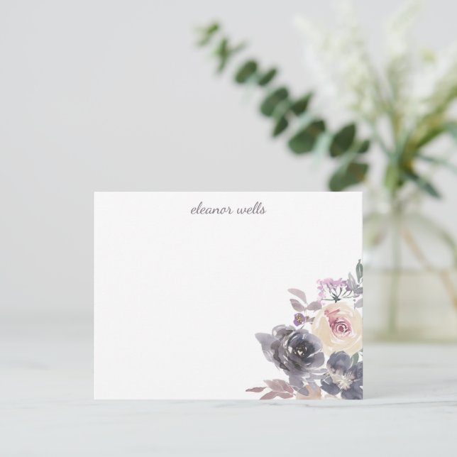 Elegant Watercolor Floral Personalized Stationery  Note Card (Standing Front)