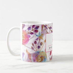 Elegant watercolor floral Pink and white Coffee Mug
