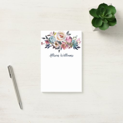 Elegant Watercolor Floral Post-it Notes | Zazzle