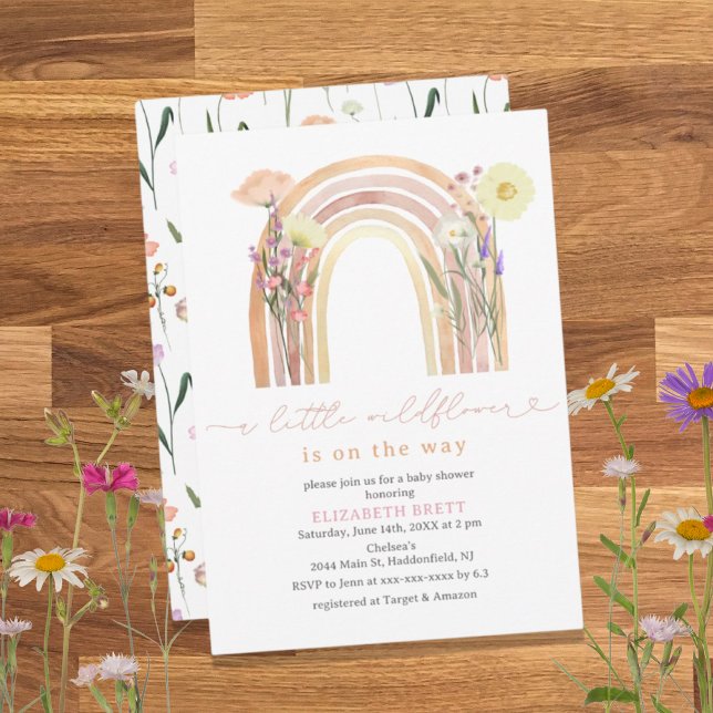 Elegant Watercolor Floral Rainbow Baby Shower Invi Invitation (Creator Uploaded)