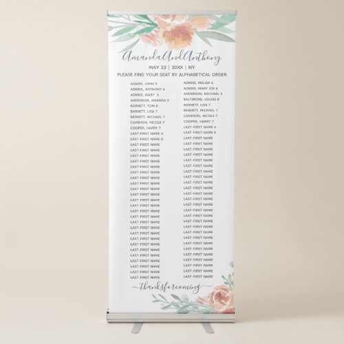 Elegant watercolor floral retractable banner