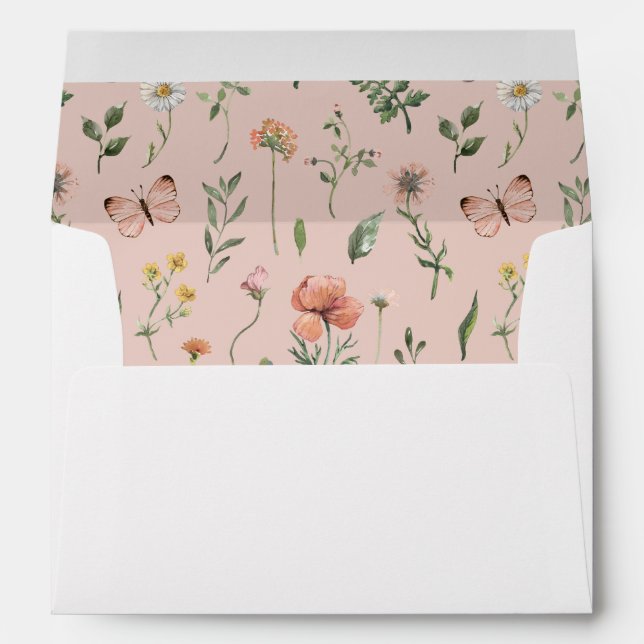 Elegant Watercolor Floral Return Address Envelope (Back (Bottom))