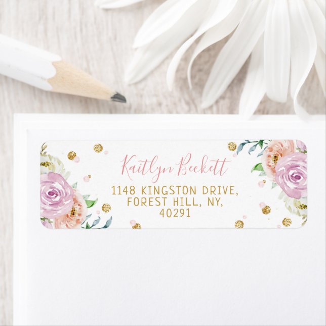Elegant Watercolor Floral Return Address Labels (Insitu)