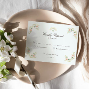 Elegant Watercolor Floral Rococo Wedding RSVP Card
