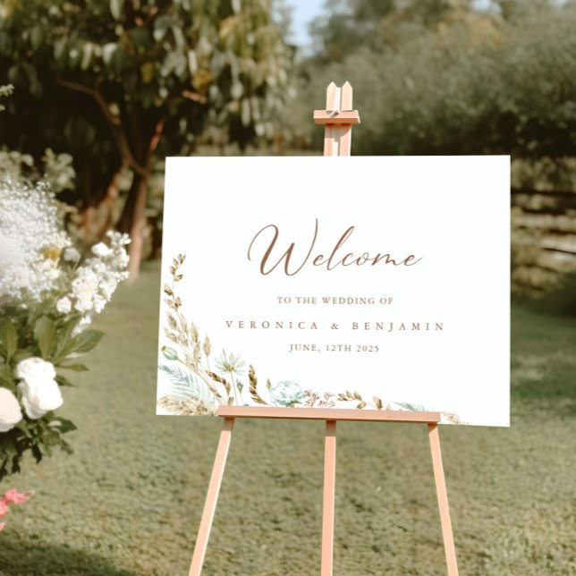 Elegant Watercolor Floral Rustic Wedding Welcome  Foam Board (Elegant Watercolor Floral Rustic Wedding Welcome Foam Board)