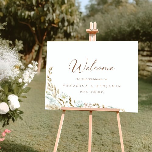 Elegant Watercolor Floral Rustic Wedding Welcome  Poster