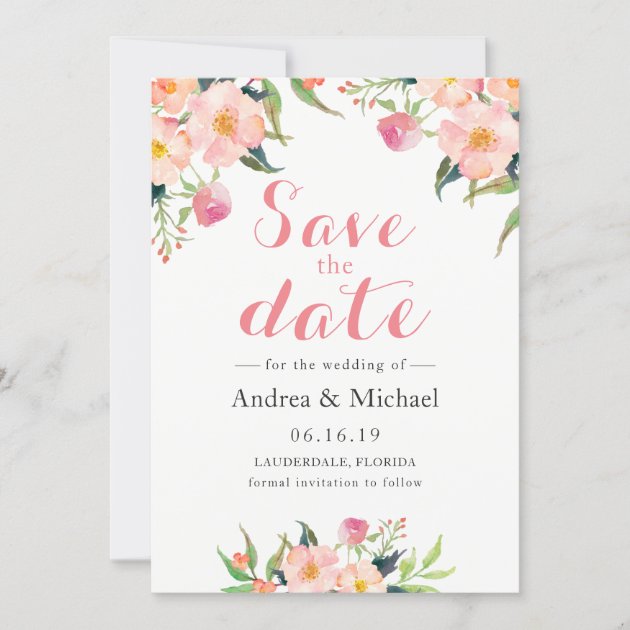 Elegant Watercolor Floral Save The Date