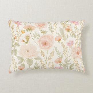 Elegant Watercolor Floral Seamless Pattern Accent Pillow