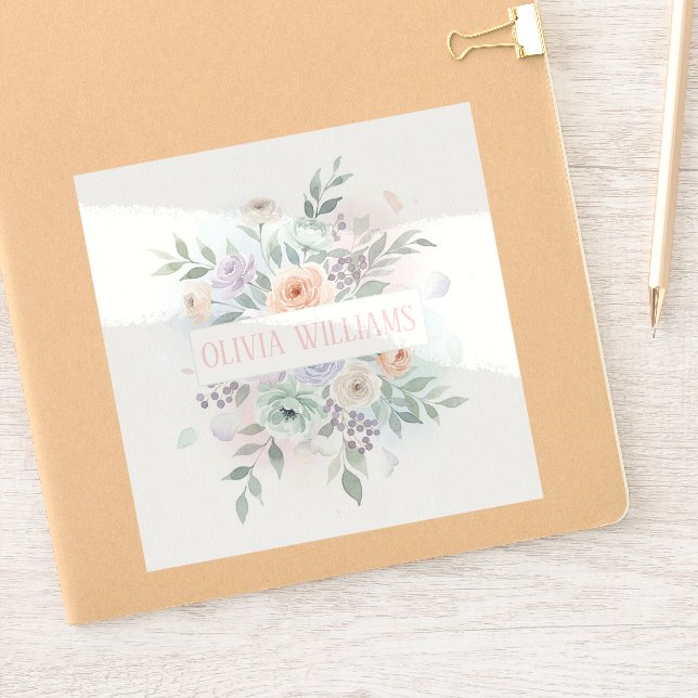 Elegant Watercolor Floral  Sticker (Notebook)