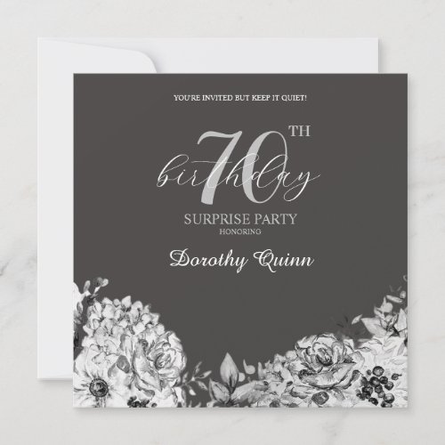 Elegant Watercolor Floral Surprise Birthday Party Invitation