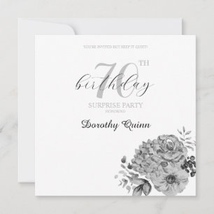 Elegant Watercolor Floral Surprise Birthday Party Invitation