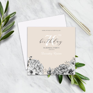 Elegant Watercolor Floral Surprise Birthday Party Invitation