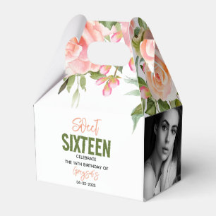 Elegant Watercolor Floral Sweet Sixteen Favor Boxes