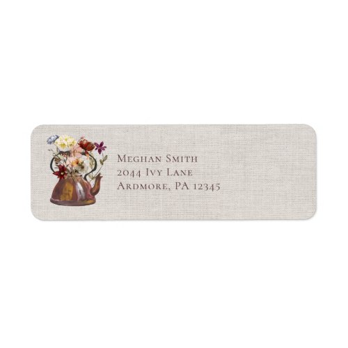 Elegant Watercolor Floral Tea Party Return Address Label