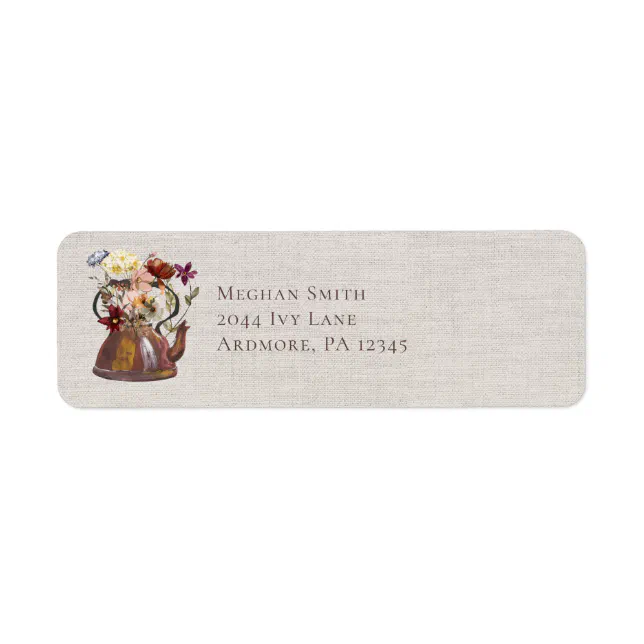 Elegant Watercolor Floral Tea Party Return Address Label | Zazzle