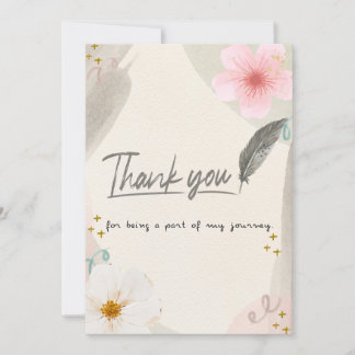 Elegant Watercolor Floral Thank You Card with Feat