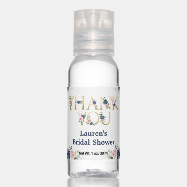 Elegant Watercolor Floral Thank You Hand Sanitizer (Front)