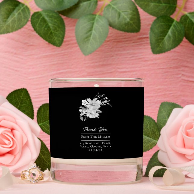 Elegant Watercolor Floral Thank You Scented Candle (Wedding)