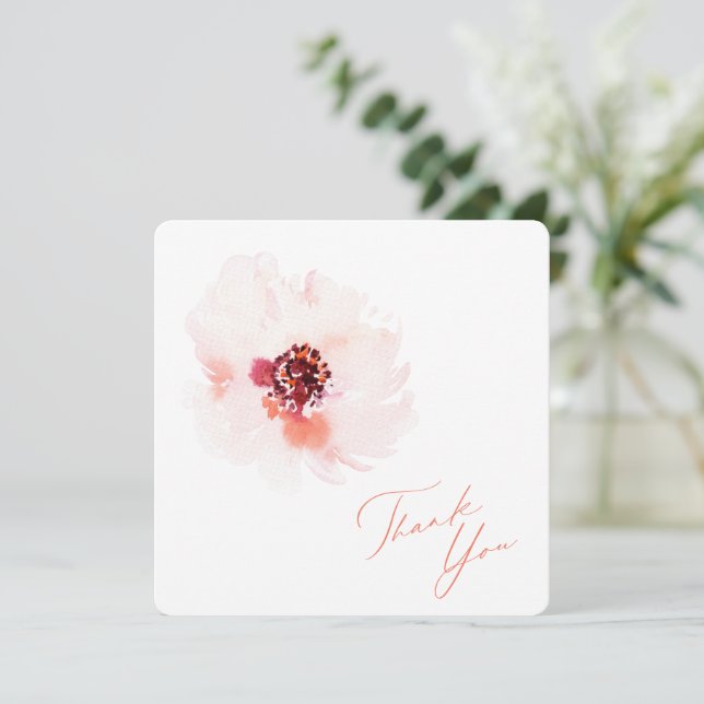 Elegant Watercolor Floral Thank You Wedding Card (Standing Front)