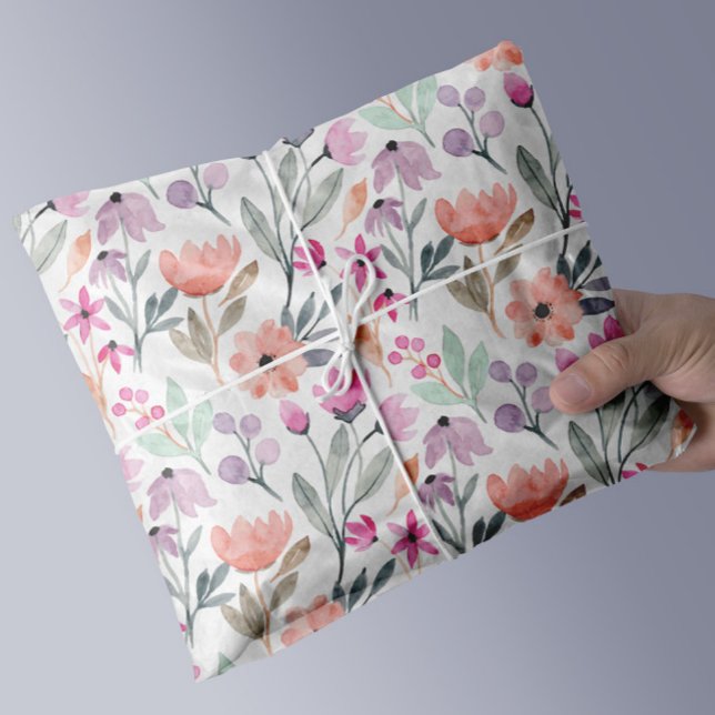 Elegant Watercolor Floral Tissue Paper (elegant watercolor spring floral pattern tissue gift wrap)