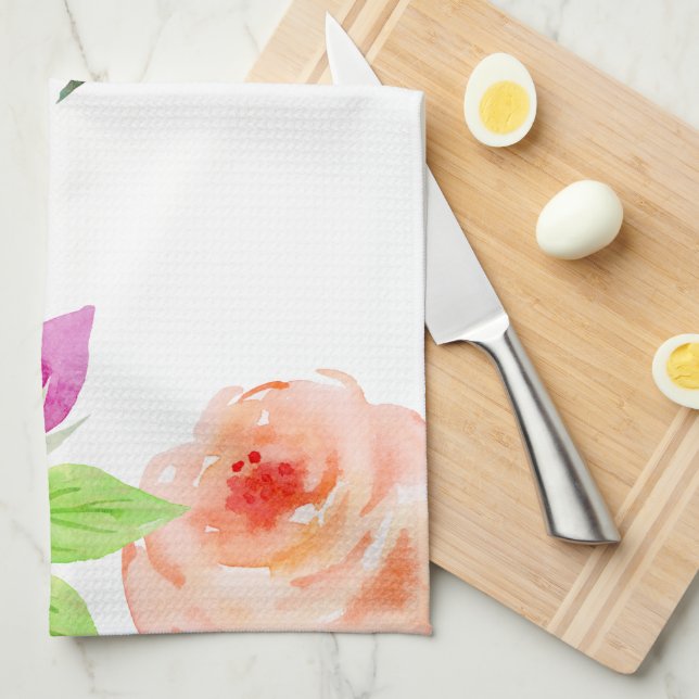 Elegant Watercolor Floral Towel (Quarter Fold)