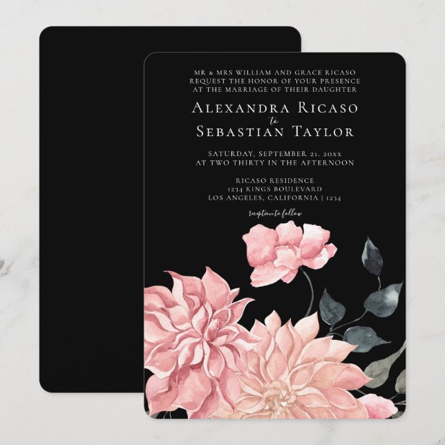 Elegant Watercolor Floral Wedding (Front/Back)