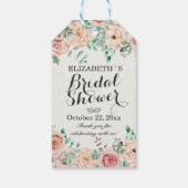 Elegant Watercolor Floral Wedding Bridal Shower Gift Tags (Back)